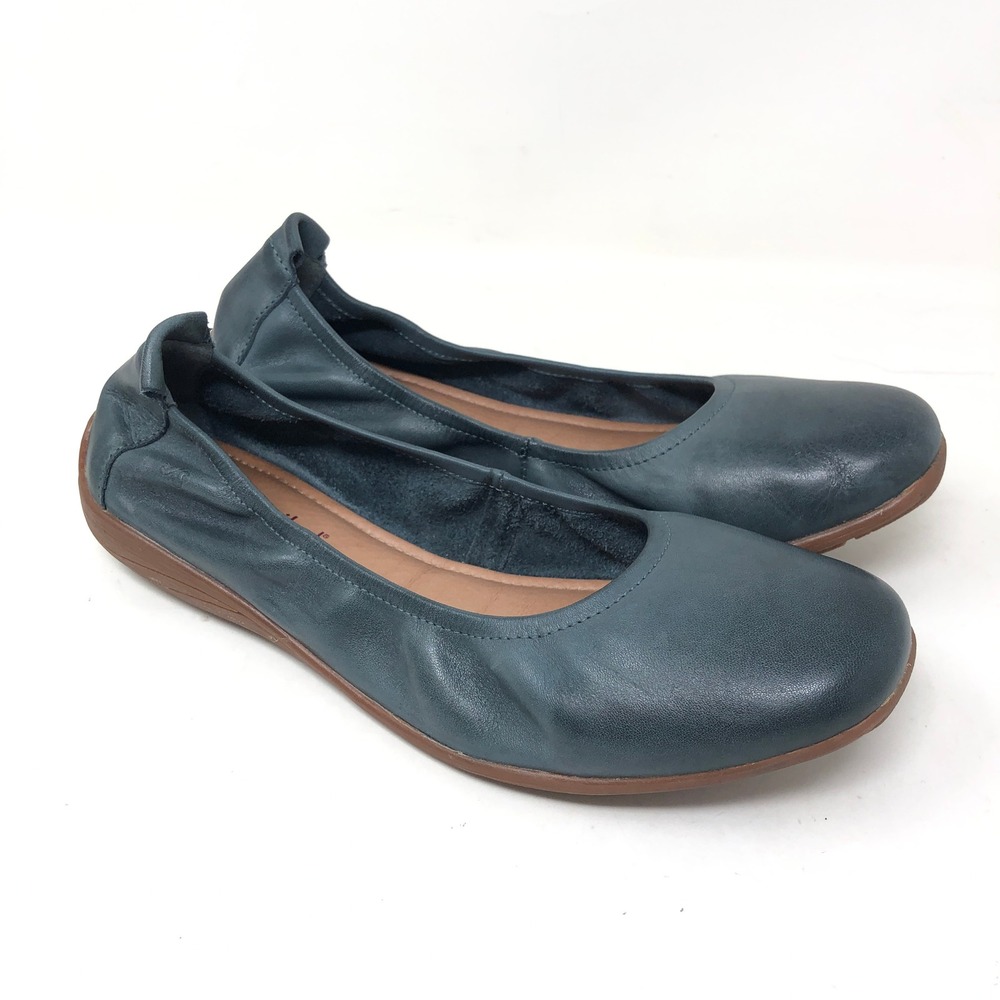 Josef Seibel Womens 37 Fenja 01 Ballet Flats Blue Leather Elastic Comfort Shoe